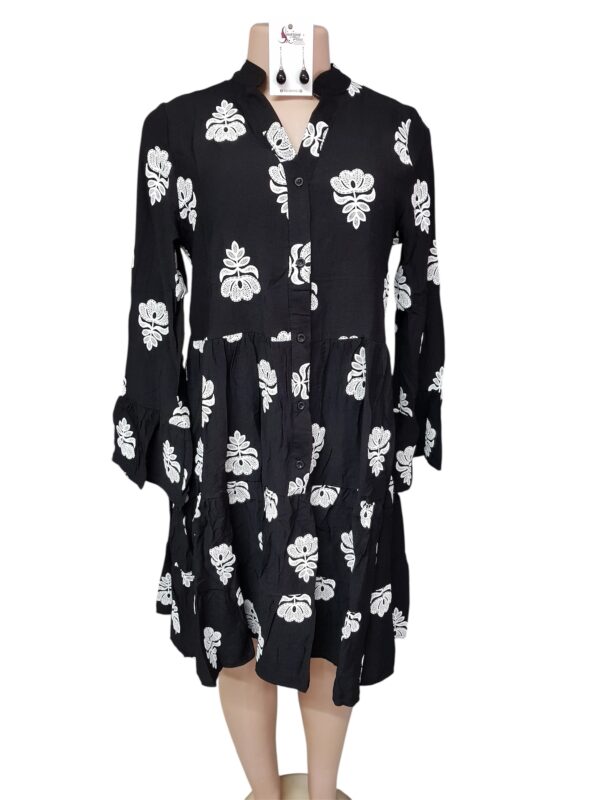 Black Printed Tiered Dress