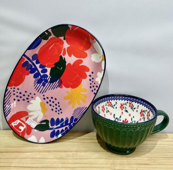 Ceramic cup & plate set - Green