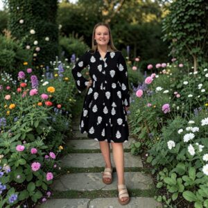 Black Printed Tiered Dress
