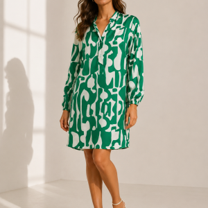 Green And White Dress