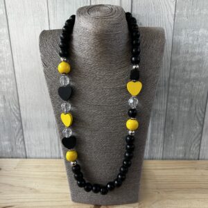 Black And Yellow Wooden Beads