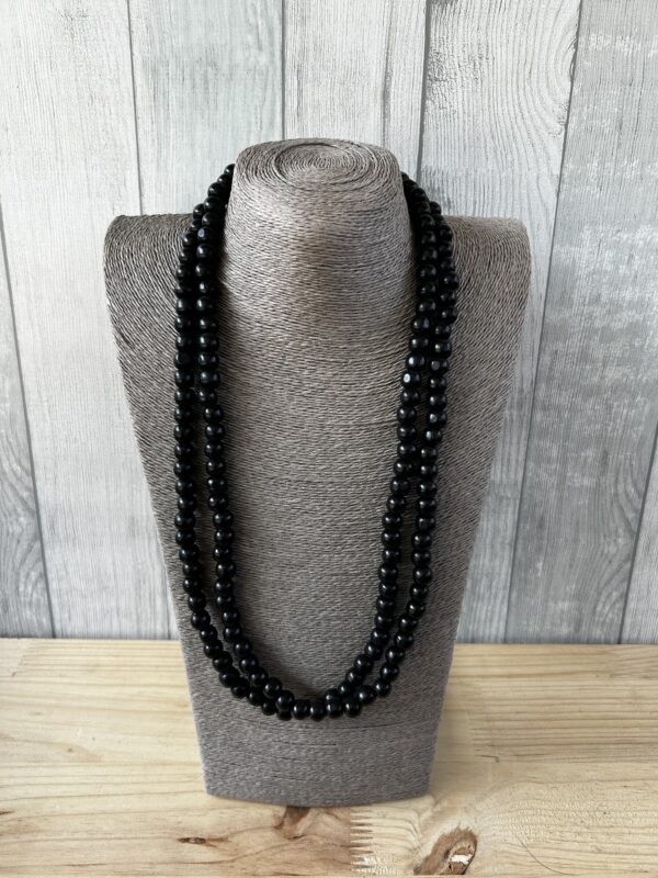 Long Small Black Wooden Beads