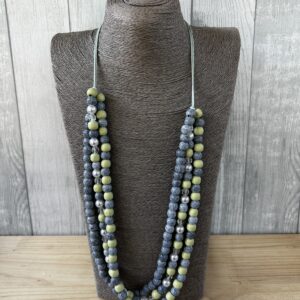 Blue And Green Multi String Wooden Beads