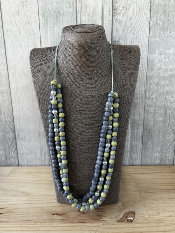 Blue And Green Multi String Wooden Beads