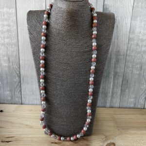 Dusty Pink And White Wooden Beads