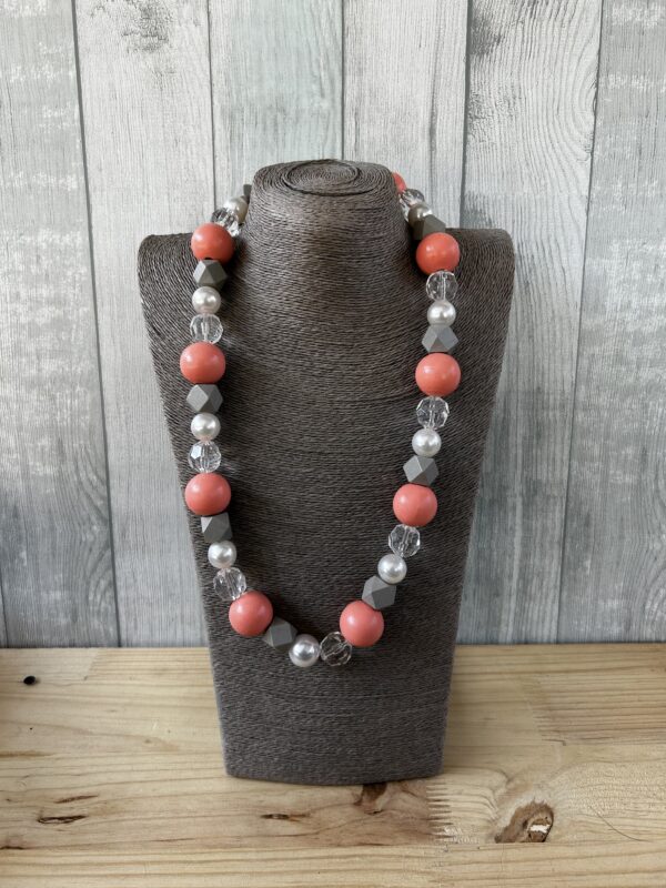Peach and Grey Wooden Beads