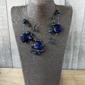 Blue Glass Beads Earring Set