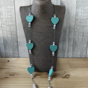 Teal Heart Wooden Beads
