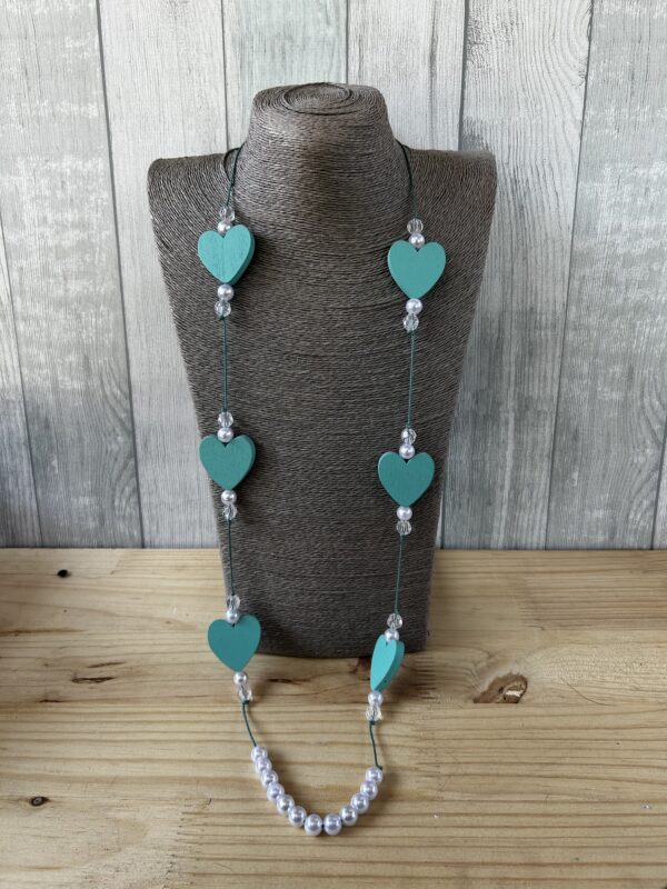 Teal Heart Wooden Beads