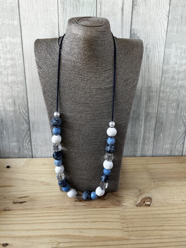 Multi Blue And White Wooden Beads