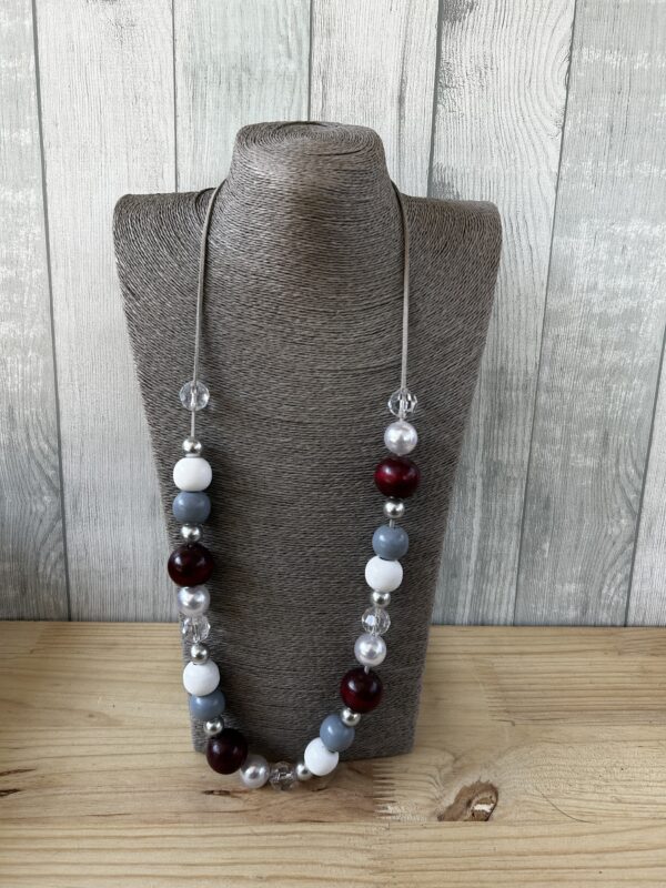 White, Grey and Maroon Wooden Beads