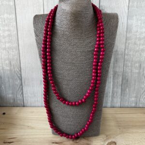 Long Pink Wooden Beads