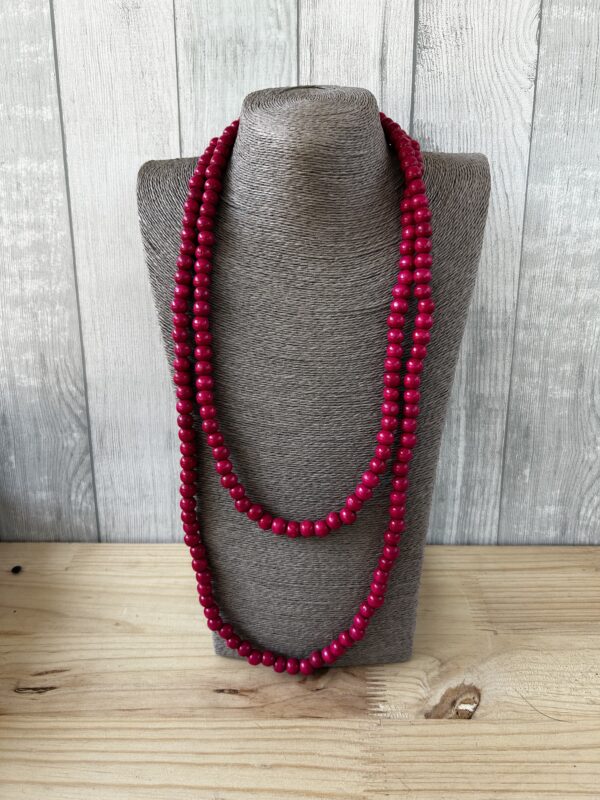 Long Pink Wooden Beads