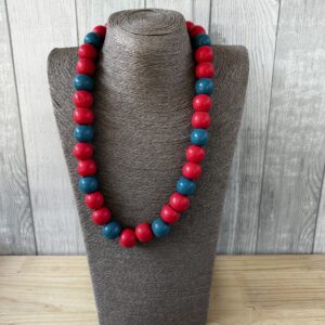 Coral And Teal Wooden Beads