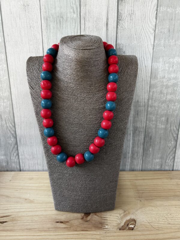 Coral And Teal Wooden Beads