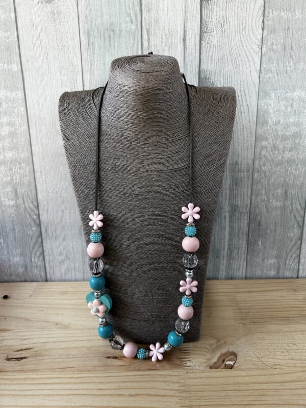 Pink And Blue Wooden Beads