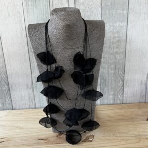 Black Silky Petal Necklace