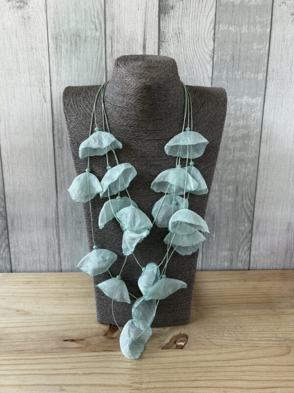 Teal Green Silky Petal Necklace