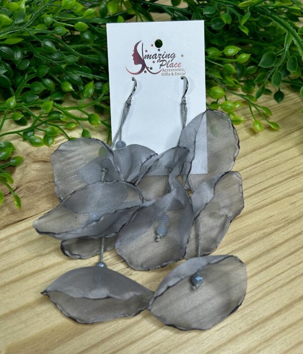 Grey Silky Petal Earrings