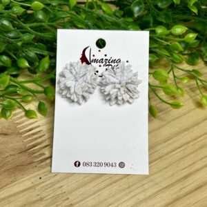 White Pom Pom Earrings