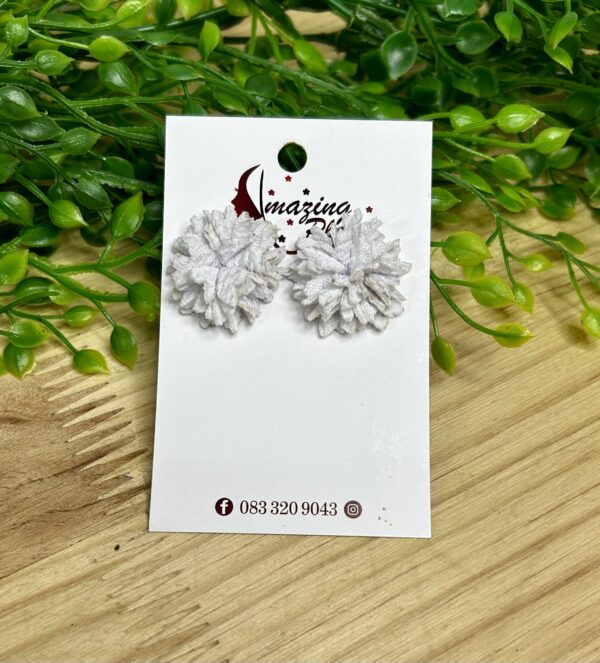 White Pom Pom Earrings