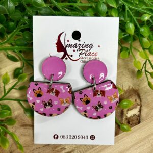 Pink Dog Earrings
