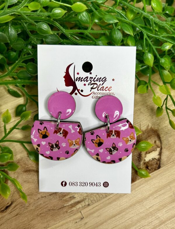 Pink Dog Earrings