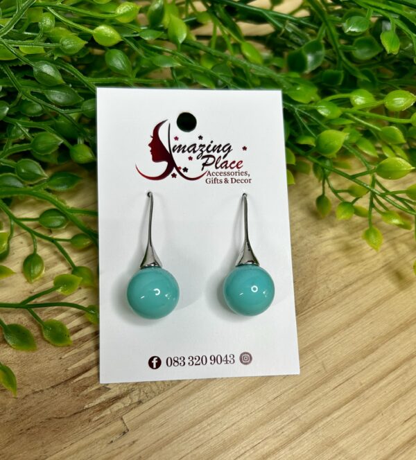 Teal Ball Earrings