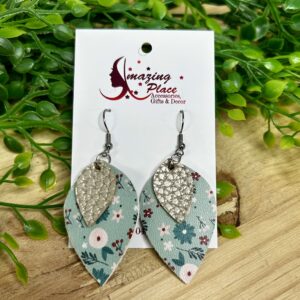 Blue Leather Earrings