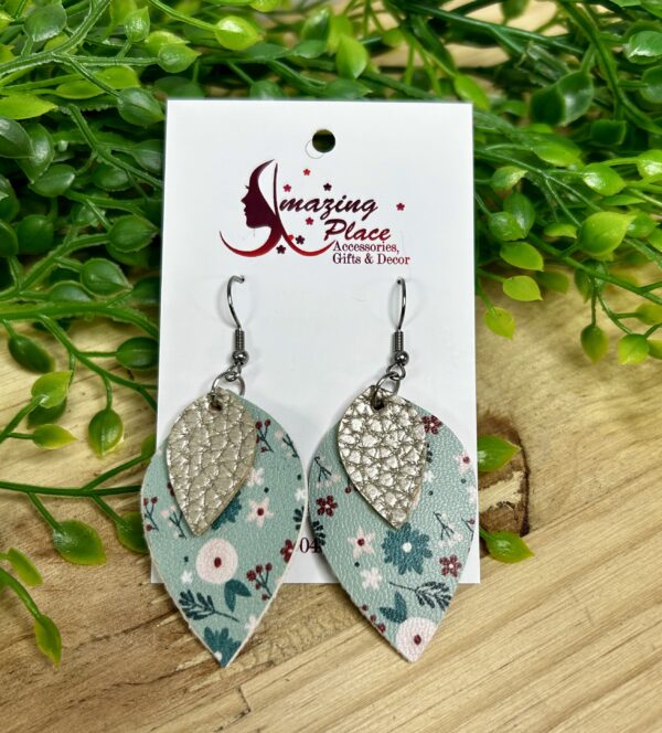 Blue Leather Earrings