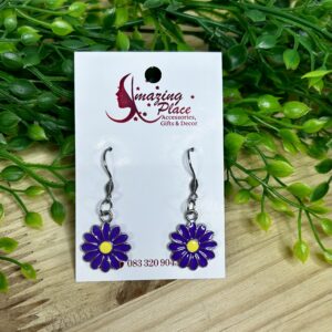 Purple Daisy Earrings