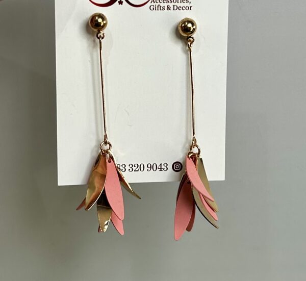 Gold And Pink Earrings - Image 2