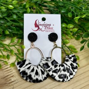 Black And White Leopard Print Earrings