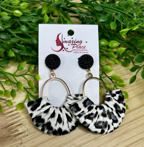 Black And White Leopard Print Earrings
