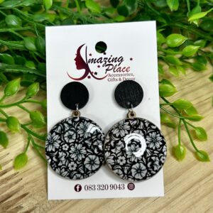 Black And White Circle Earrings