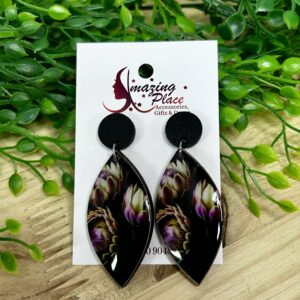 Black Floral Earrings