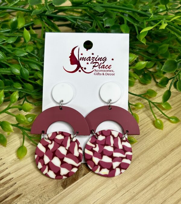 Multi Shape Magenta Earrings