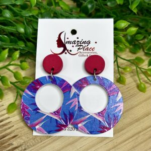 Blue, Pink And Purple Circle Earrings