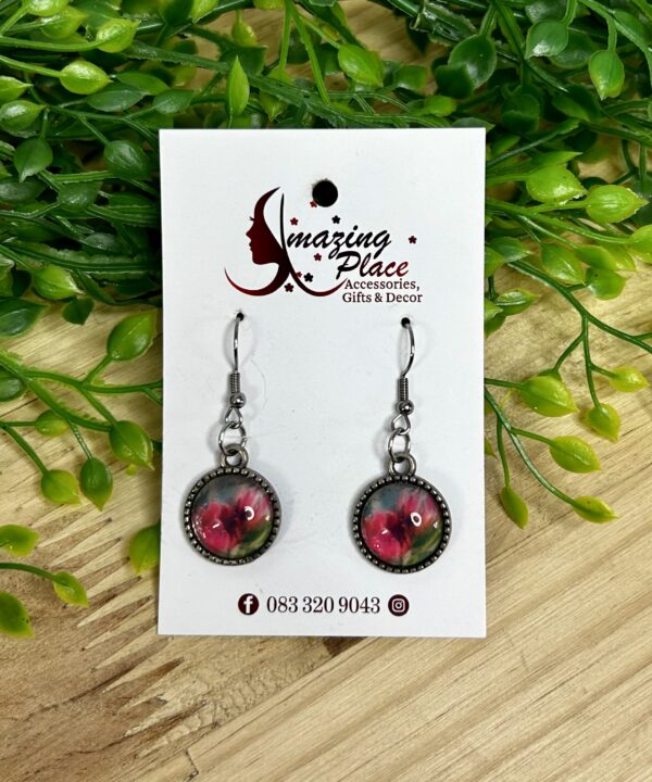 Glass Dome Flower Earrings