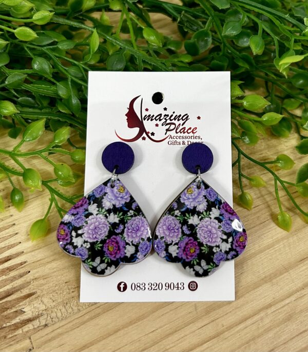 Purple Floral Earrings