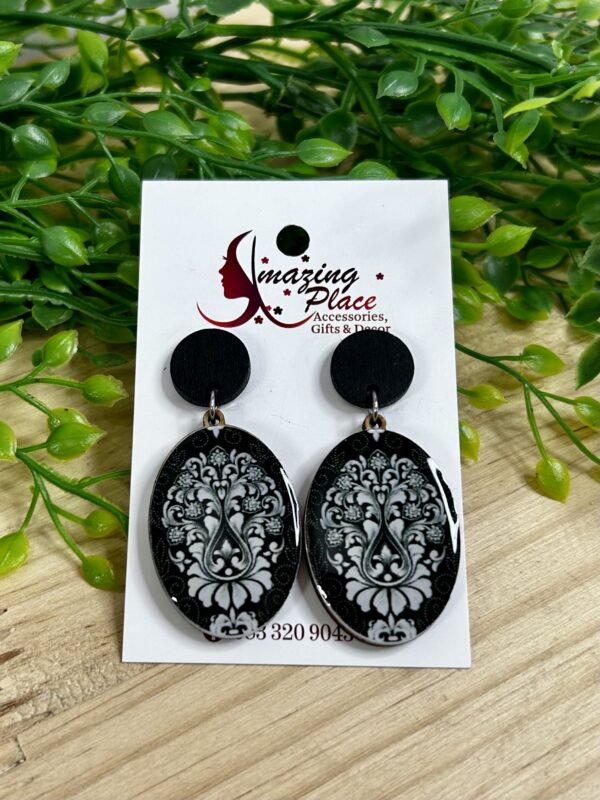 Black And White Printed Earrings