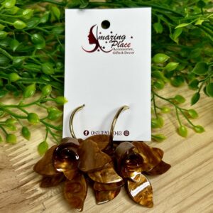 Golden Brown Flower Earrings