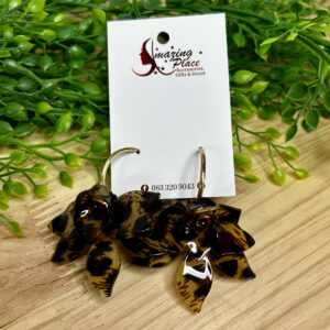 Leopard Print Flower Earrings