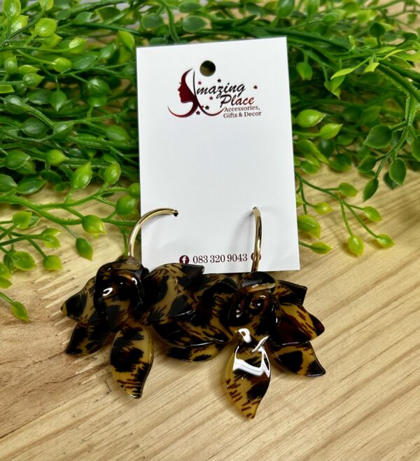 Leopard Print Flower Earrings
