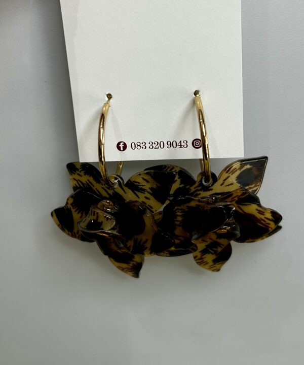 Leopard Print Flower Earrings - Image 2