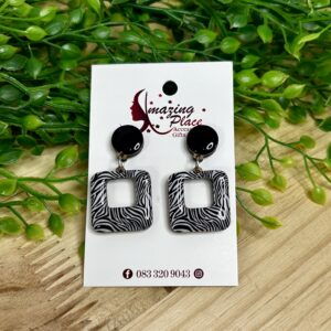 Square Zebra Print Earrings