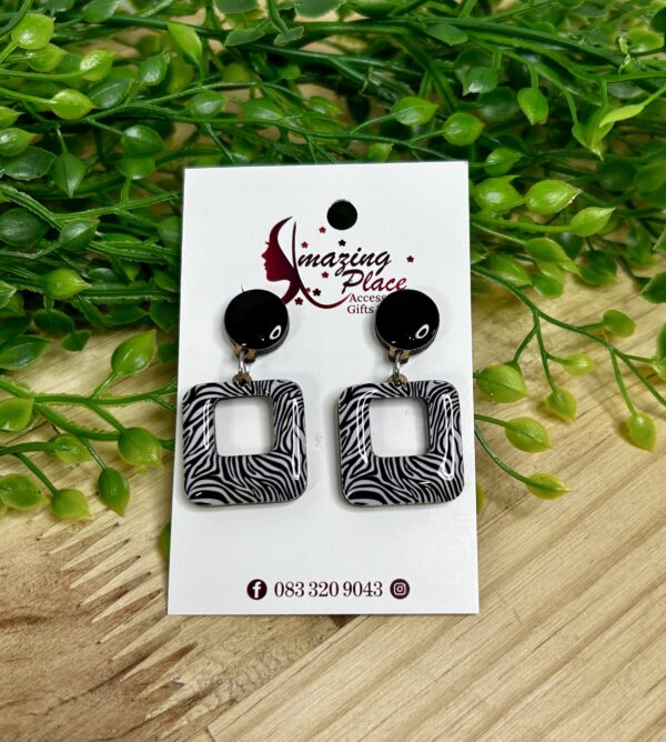 Square Zebra Print Earrings