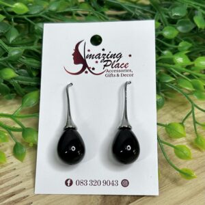 Black Tear Drop Earrings