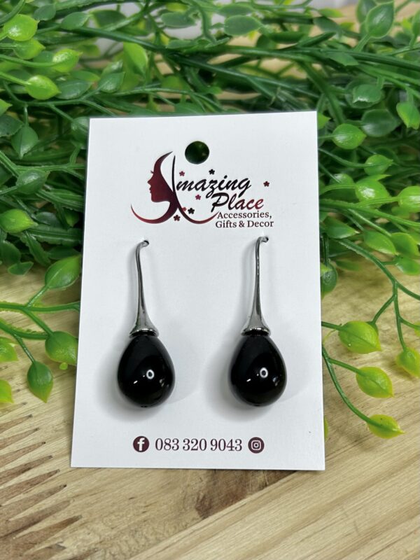 Black Tear Drop Earrings