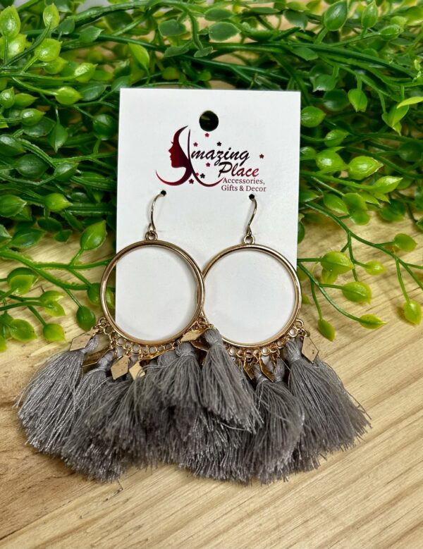 Grey Tassel Earrings